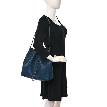 Chanel Caviar Perforated Large Drawstring CC Bag Blue 2 of 11