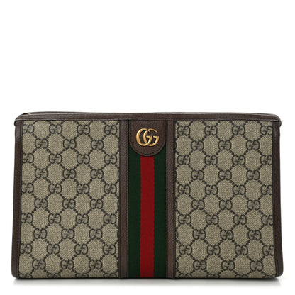 Gucci GG Supreme Monogram Web Ophidia GG Toiletry Case Beige New Acero 1 of 7