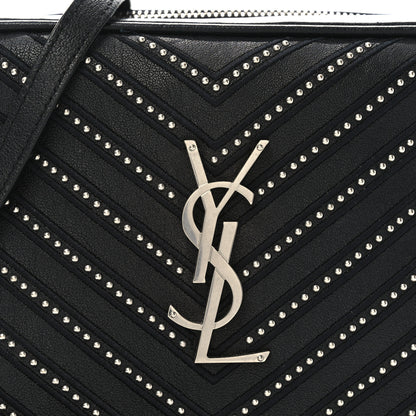 Saint Laurent Calfskin Studded Matelasse Monogram Lou Camera Bag Black 8 of 10