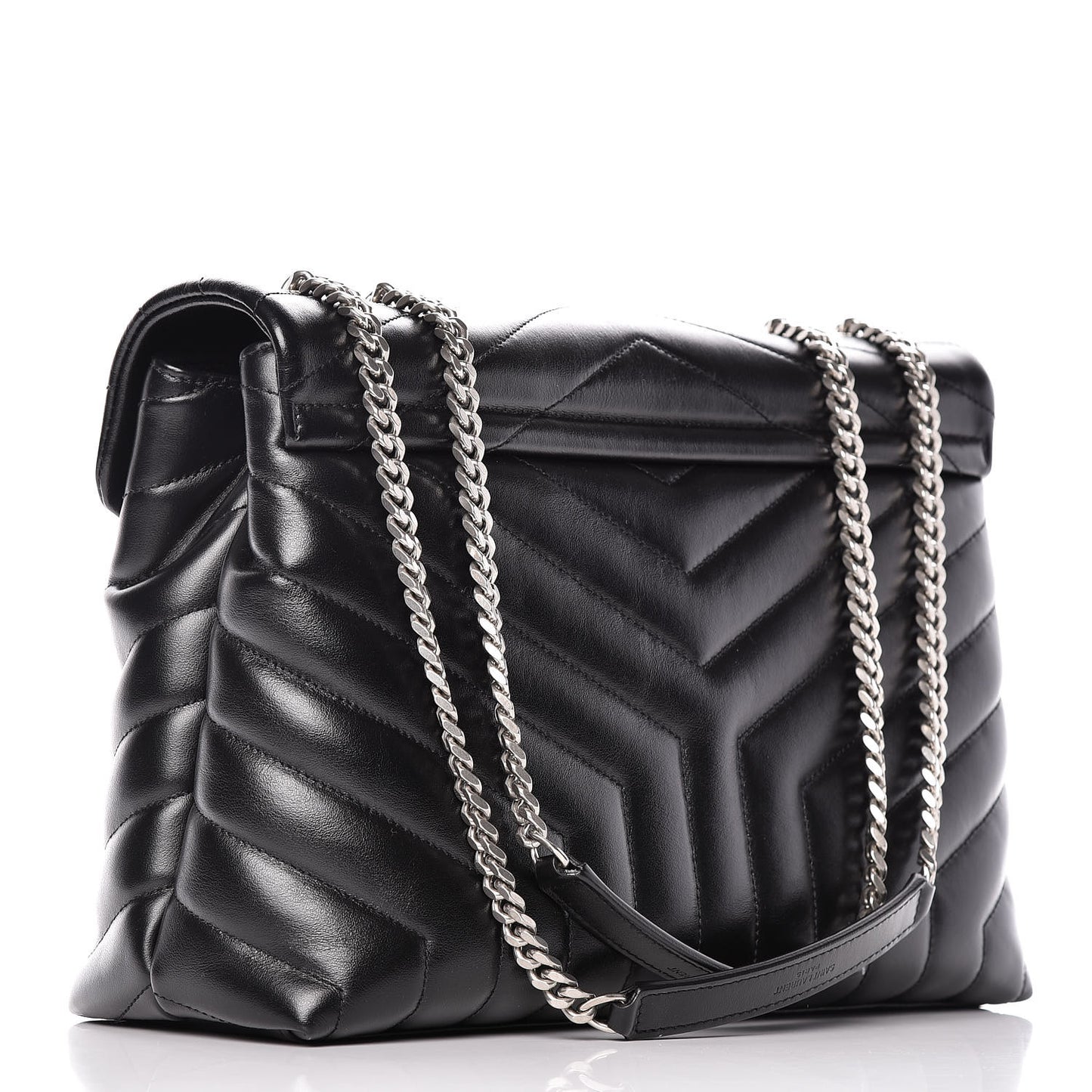 Calfskin Y Quilted Monogram Medium Loulou Chain Satchel Black