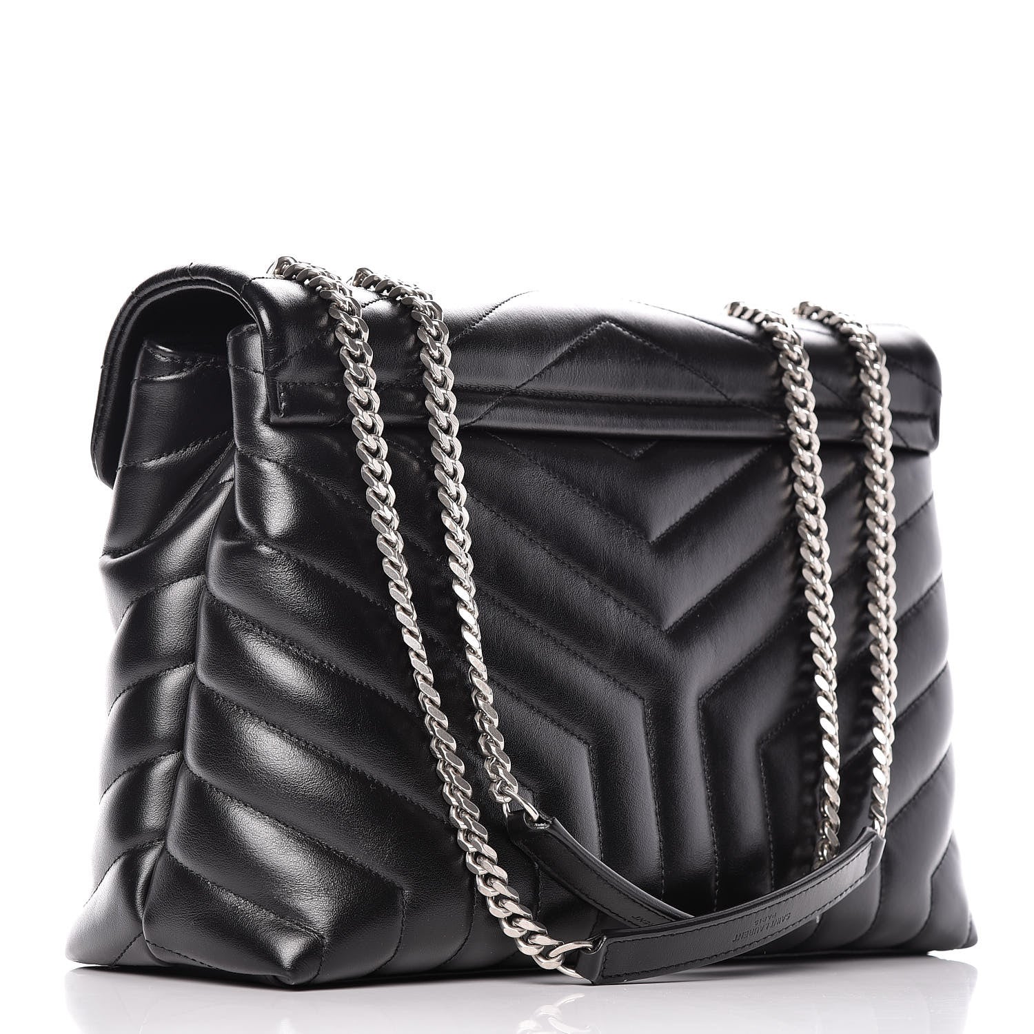 Saint Laurent Calfskin Y Quilted Monogram Medium Loulou Chain Satchel Black 3 of 10