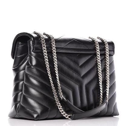 Saint Laurent Calfskin Y Quilted Monogram Medium Loulou Chain Satchel Black 3 of 10