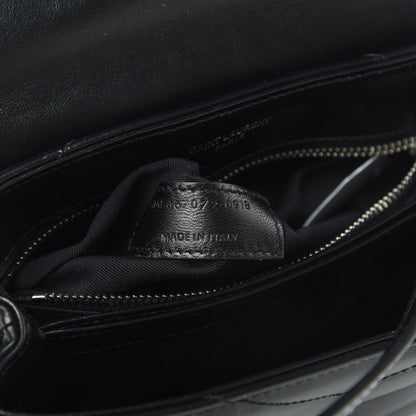 Saint Laurent Calfskin Y Quilted Monogram Toy Loulou Crossbody Bag Black 7 of 13