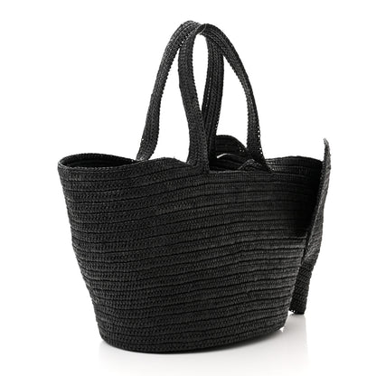 Loewe Raffia Medium Elephant Basket Tote Bag Black 3 of 14