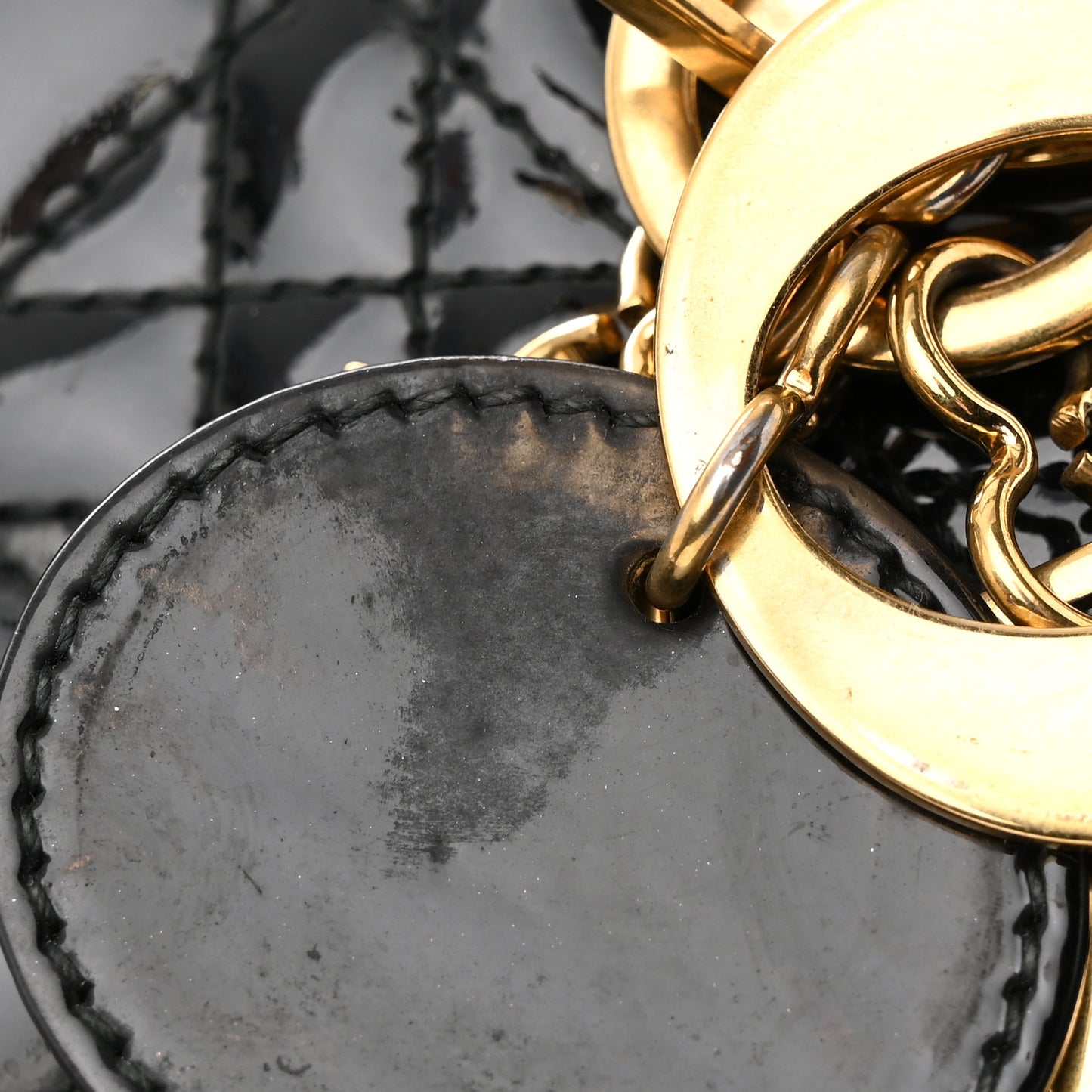 Patent Cannage Mini Lady Dior Black