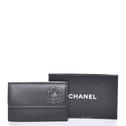 Chanel Goatskin Embossed Camellia Flap Card Holder Black 9 of 9