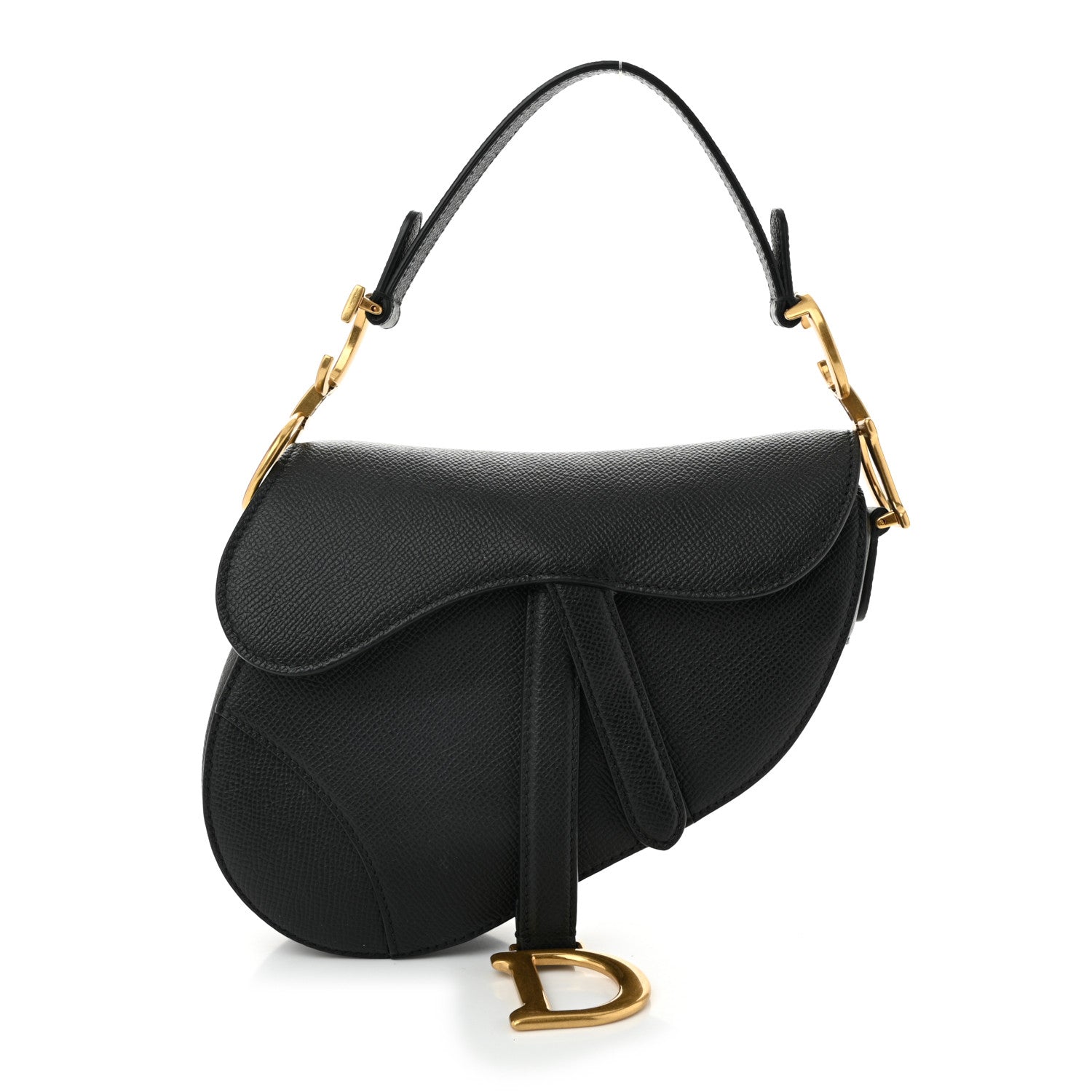 Christian Dior Grained Calfskin Mini Saddle Bag Black 1741493