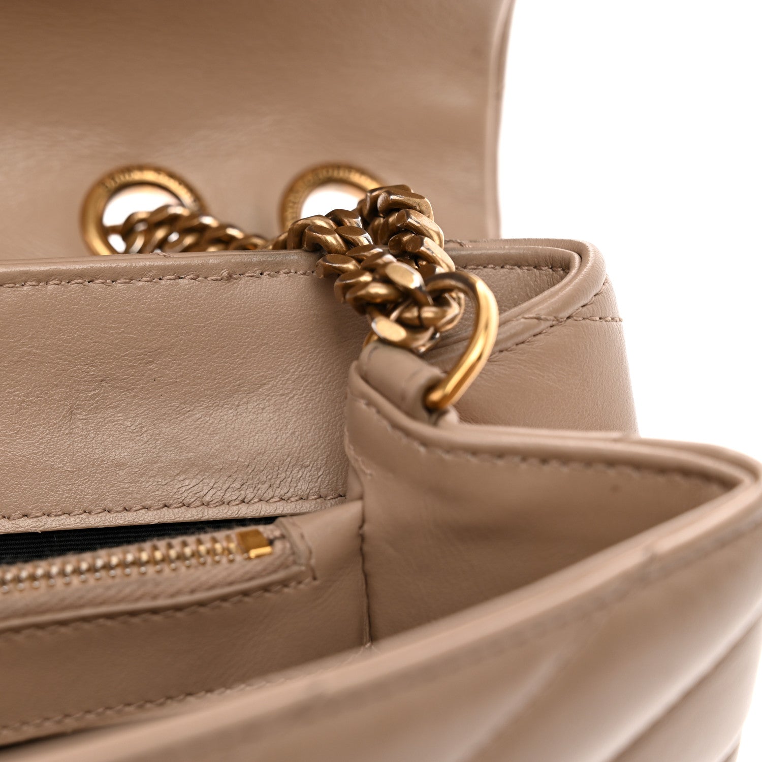 Saint Laurent Calfskin Y Quilted Monogram Medium Loulou Chain Satchel Dark Beige 17 of 18