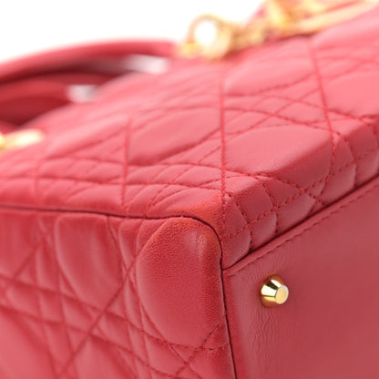 Christian Dior Lambskin Cannage Medium Lady Dior Red 10 of 14