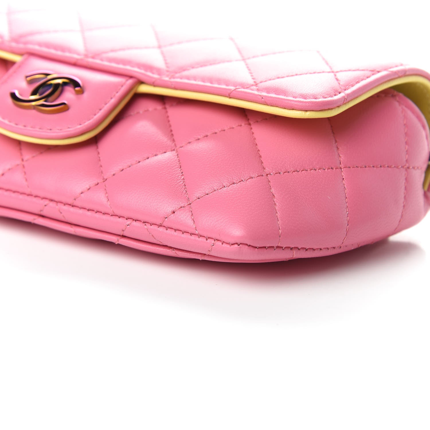Chanel Lambskin Quilted Glasses Case With Chain Pink Yellow 6 of 10