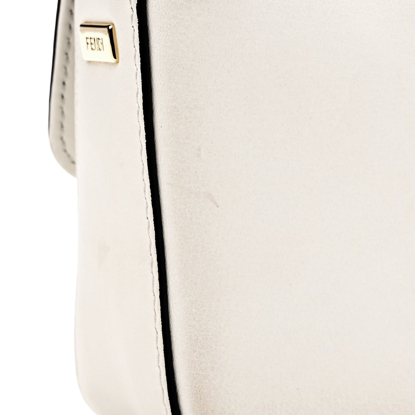 X VERSACE Vitello Seta Fendace Mini Brooch Baguette White Ice
