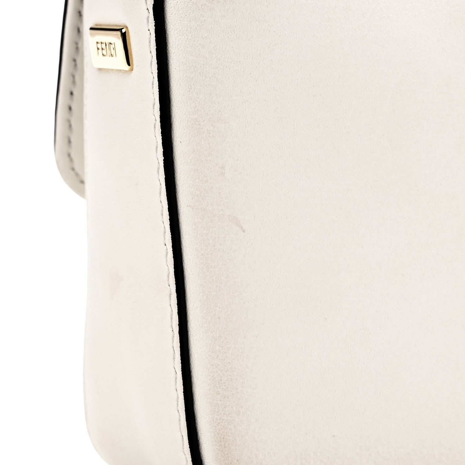 Fendi X VERSACE Vitello Seta Fendace Mini Brooch Baguette White Ice 13 of 15