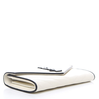 Saint Laurent Grain De Poudre Matelasse Chevron Monogram Flap Wallet Porcellana Black 4 of 9