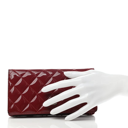Chanel Patent Calfskin Quilted Yen Wallet Red 2 of 8