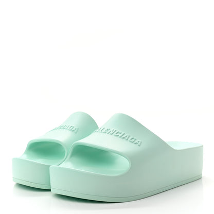 Balenciaga Rubber Womens Chunky Slide Sandals 39 Green Aqua 3 of 8
