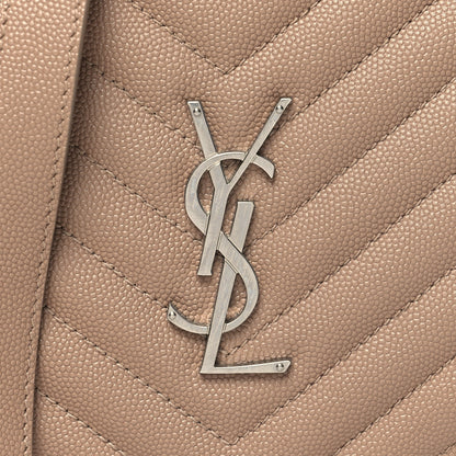 Saint Laurent Grain De Poudre Matelasse Chevron Quilted Round Vinyle Camera Bag Dark Beige 8 of 11