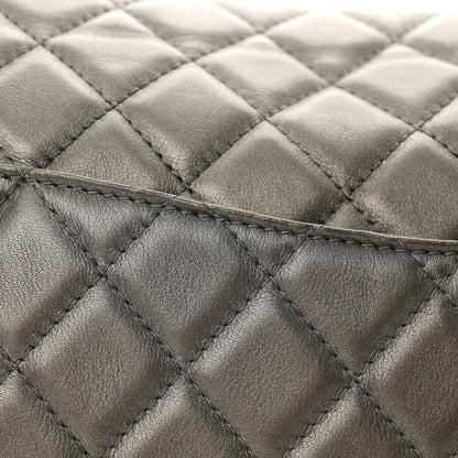 Chanel Metallic Calfskin Quilted Small XXL Travel Flap Bag Dark Silver 11 of 11