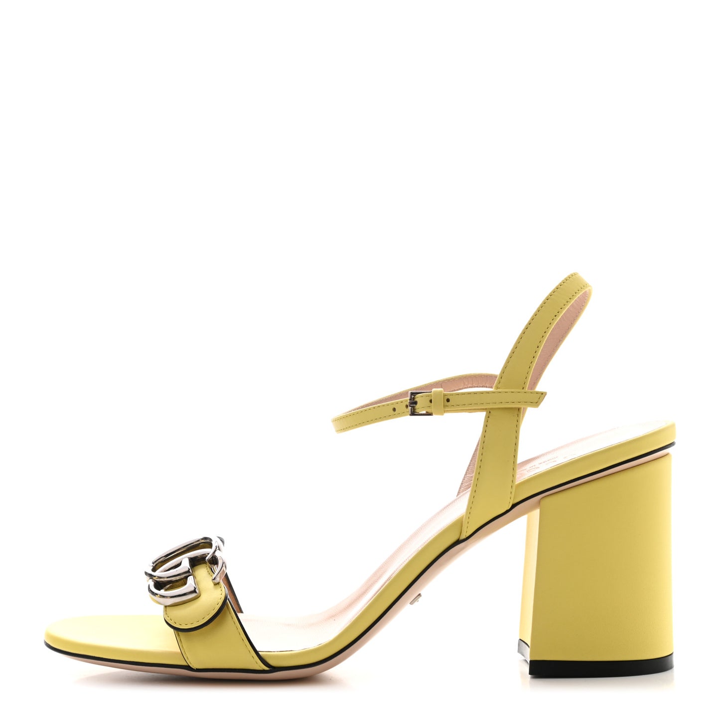 Lifford Calfskin GG Marmont Ankle Wrap 75mm Sandals 39.5 Banana