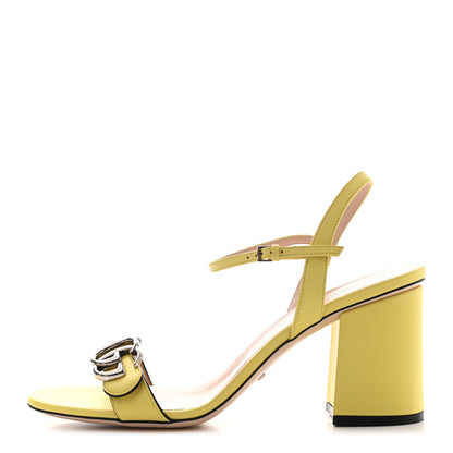 Gucci Lifford Calfskin GG Marmont Ankle Wrap 75mm Sandals 39.5 Banana 1 of 8