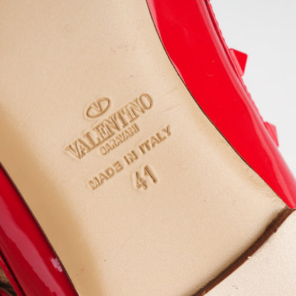Valentino Garavani Patent Monochrome Rockstud Cage Ballerina Flats 41 Rosso Valentino 6 of 9