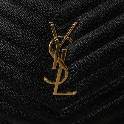 Saint Laurent Grain De Poudre Matelasse Chevron Monogram Envelope Clutch Black 8 of 9