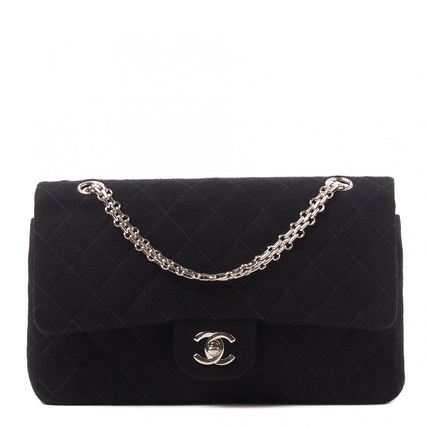 Jersey Quilted Medium Double Flap Black