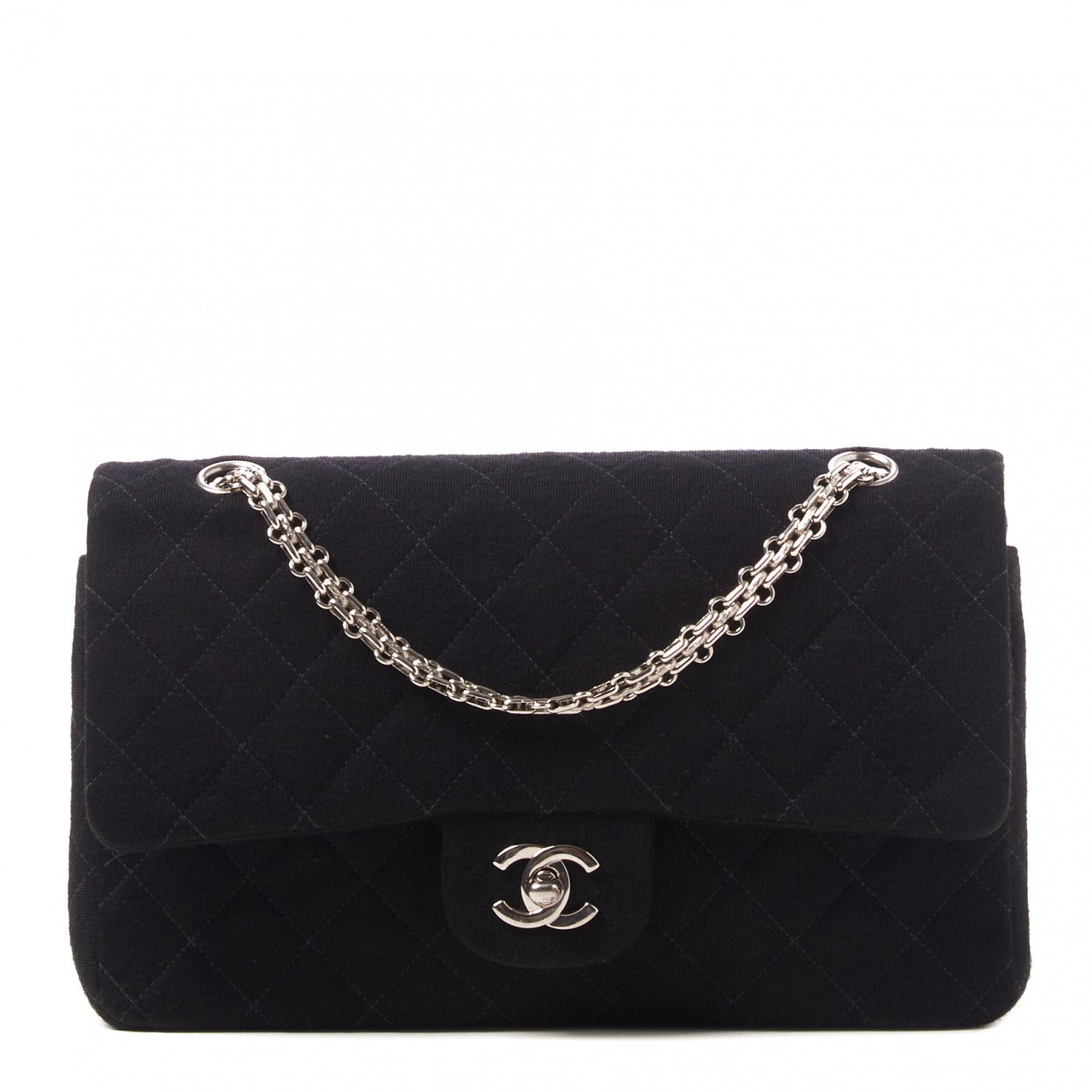 Chanel Jersey Quilted Medium Double Flap Black 1 of 9