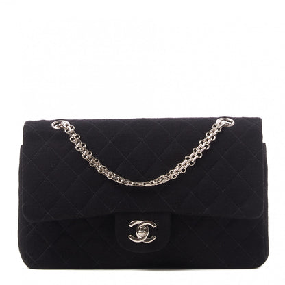 Chanel Jersey Quilted Medium Double Flap Black 1 of 9