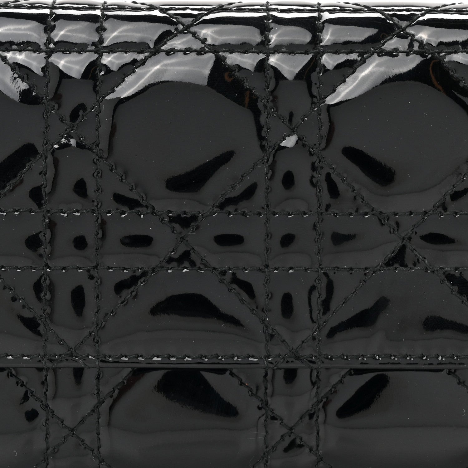 Christian Dior Patent Lambskin Cannage Lady Dior Rendezvous Wallet On Chain Black 9 of 13