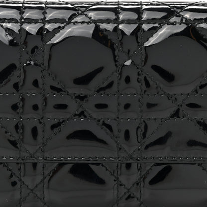 Christian Dior Patent Lambskin Cannage Lady Dior Rendezvous Wallet On Chain Black 9 of 13