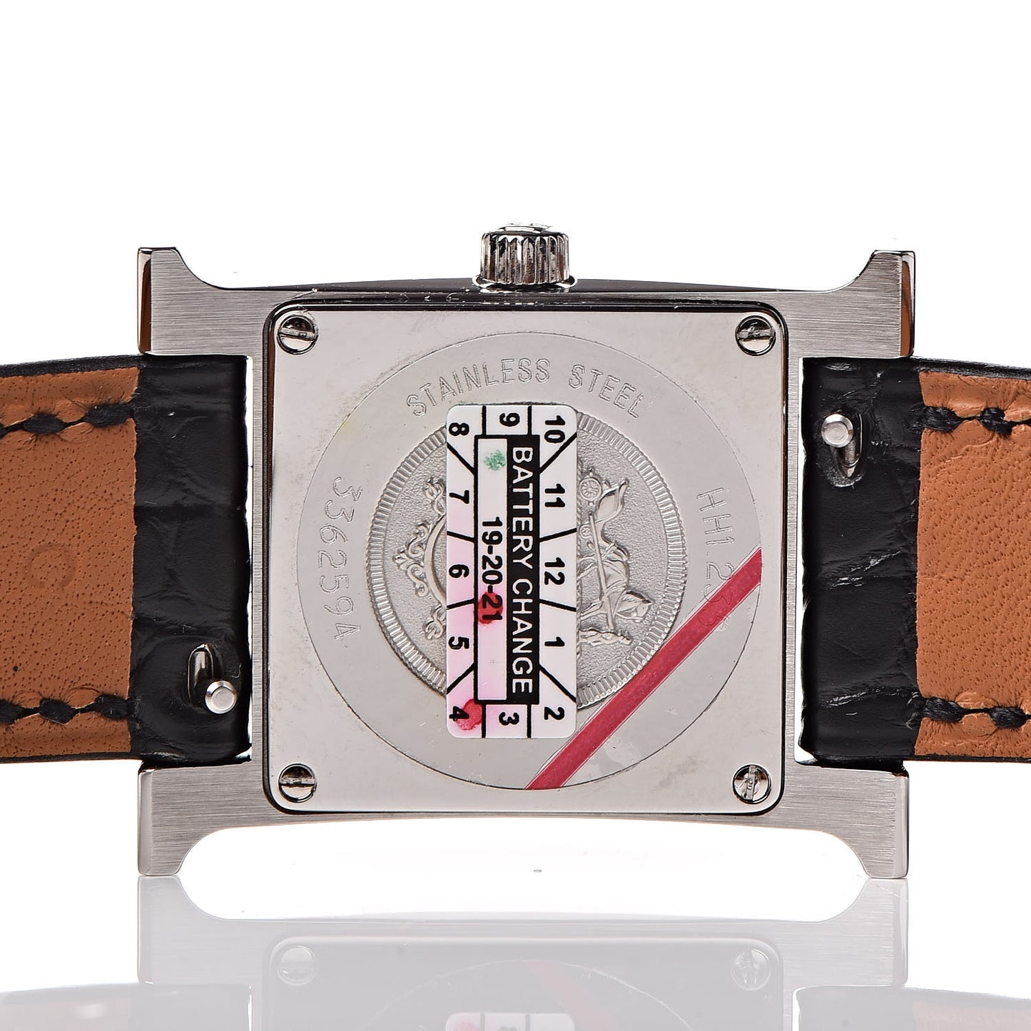 Stainless Steel Alligator Diamond Bezel Mother of Pearl 21mm Heure H Hour Quartz Watch Noir