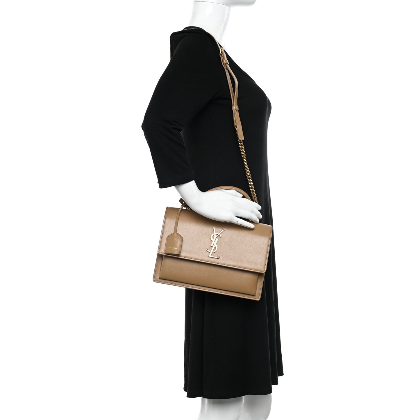 Smooth Calfskin Medium Monogram Sunset Satchel Beige
