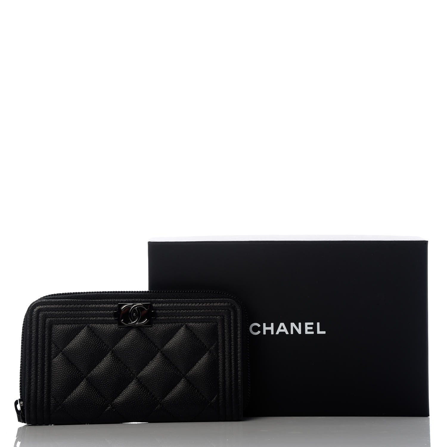 Chanel Caviar Quilted Small Boy Zip Around Wallet So Black 8 of 8