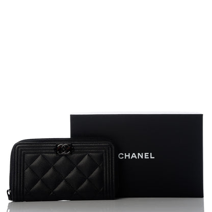 Chanel Caviar Quilted Small Boy Zip Around Wallet So Black 8 of 8