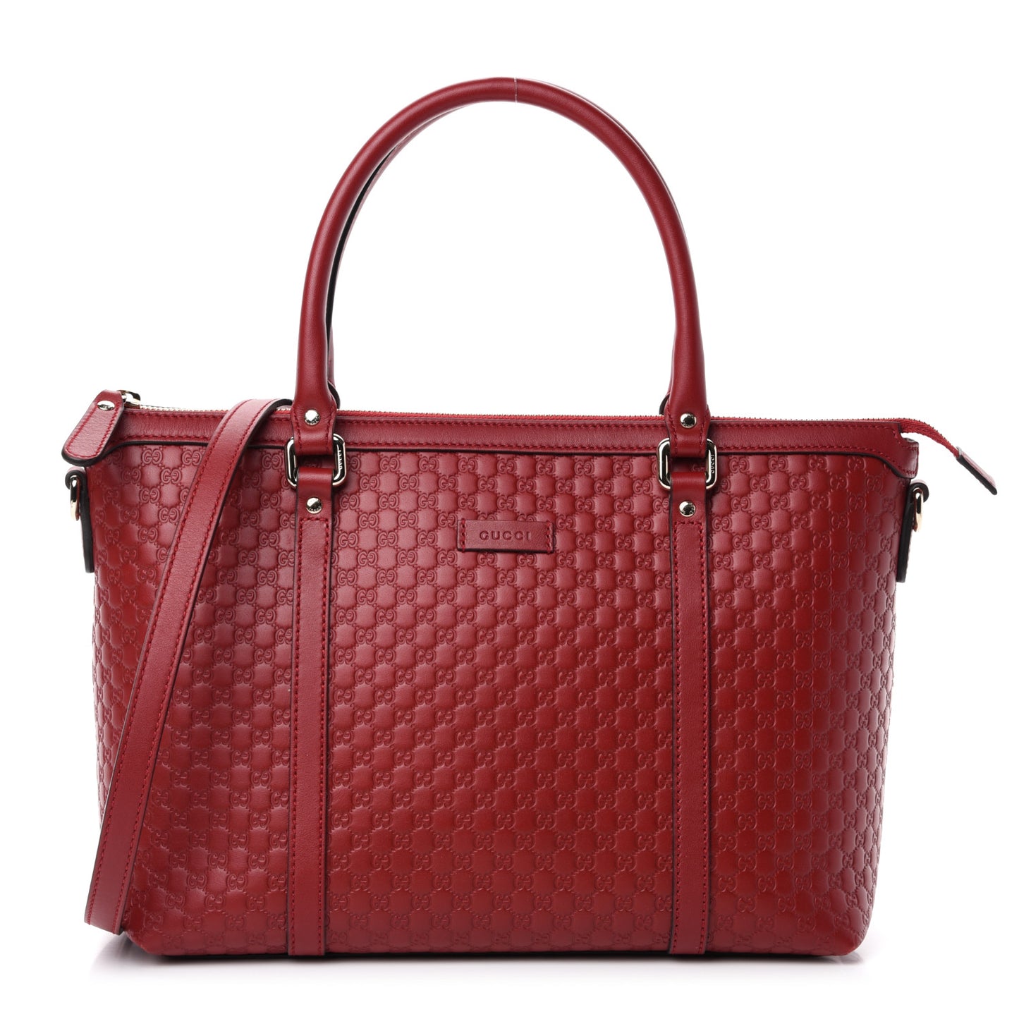 Soft Microguccissima Small Zippered Satchel Rosso