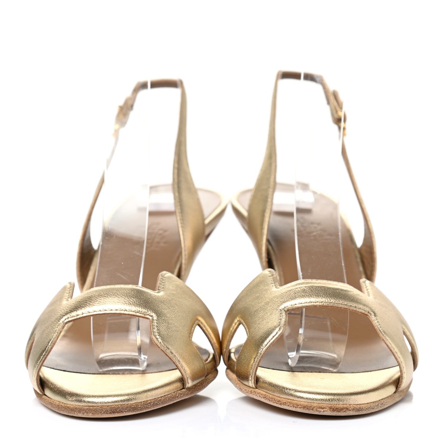 Hermes Metallic Nappa Night 70 Slingback Sandals 37 Gold 2 of 12