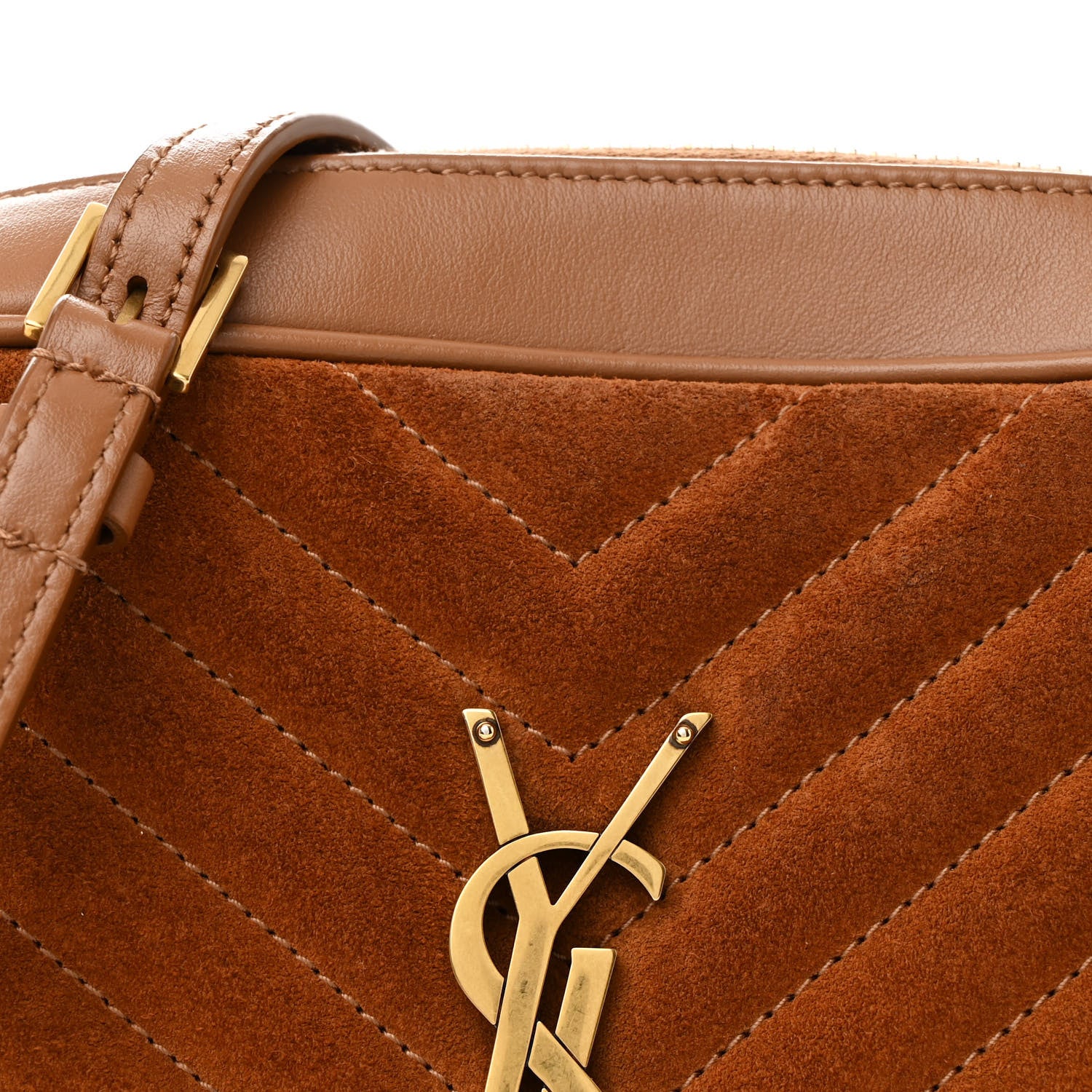 Saint Laurent Suede Matelasse Monogram Lou Camera Bag Cinnamon 8 of 11