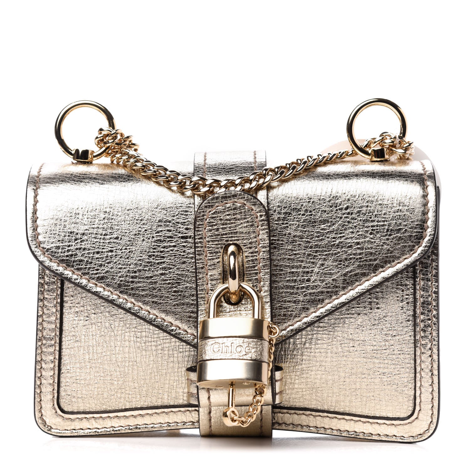 Chloe Metallic Textured Calfskin Aby Convertible Chain Shoulder Bag Gold 1 of 11