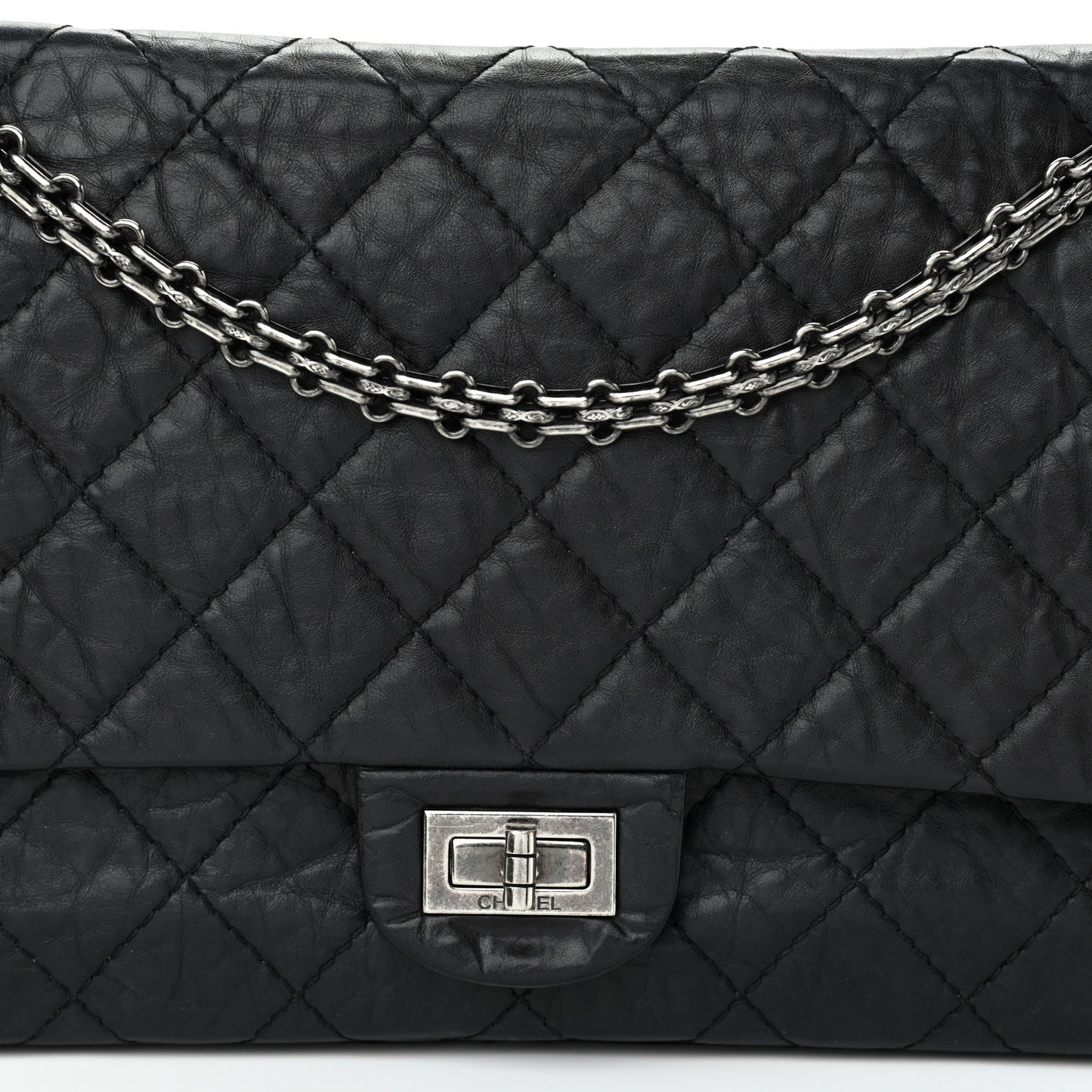 Aged Calfskin Quilted 2.55 Reissue 226 Flap Black