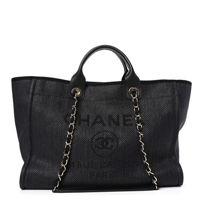 Chanel Mixed Fibers Calfskin Medium Deauville Tote Black 1 of 9