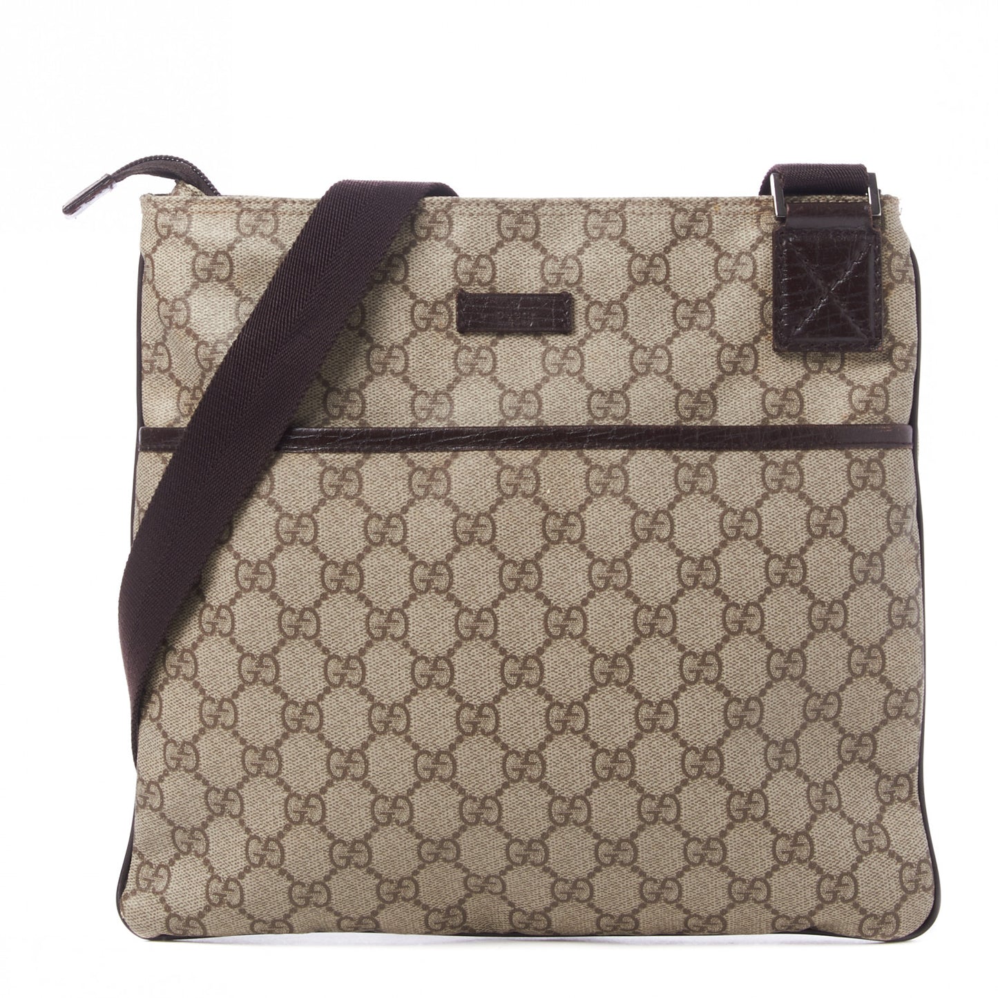 GG Plus Monogram Medium Flat Messenger Bag Dark Brown