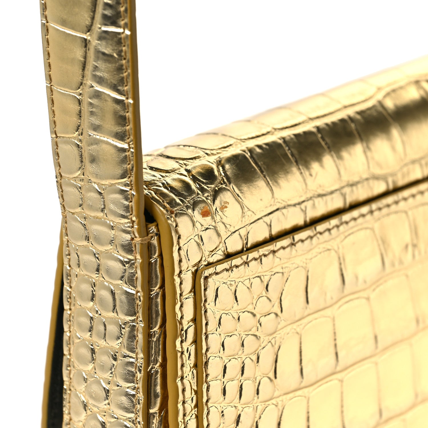 Balenciaga Metallic Calfskin Crocodile Embossed Ghost Sling Bag Gold 9 of 9