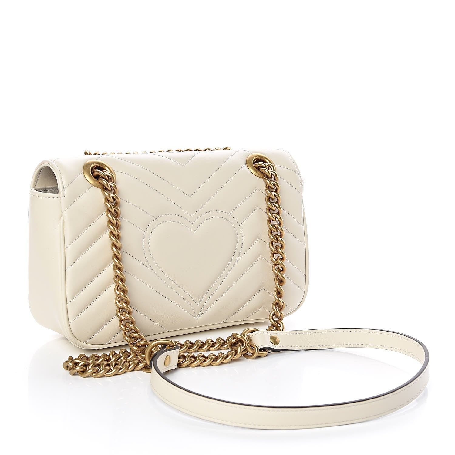 Gucci Calfskin Matelasse Mini GG Marmont Shoulder Bag White 3 of 9
