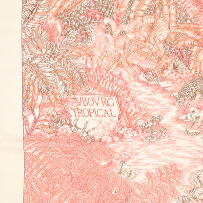 Hermes Cashmere Silk Faubourg Tropical Shawl 140 White Rouge Corail 3 of 6