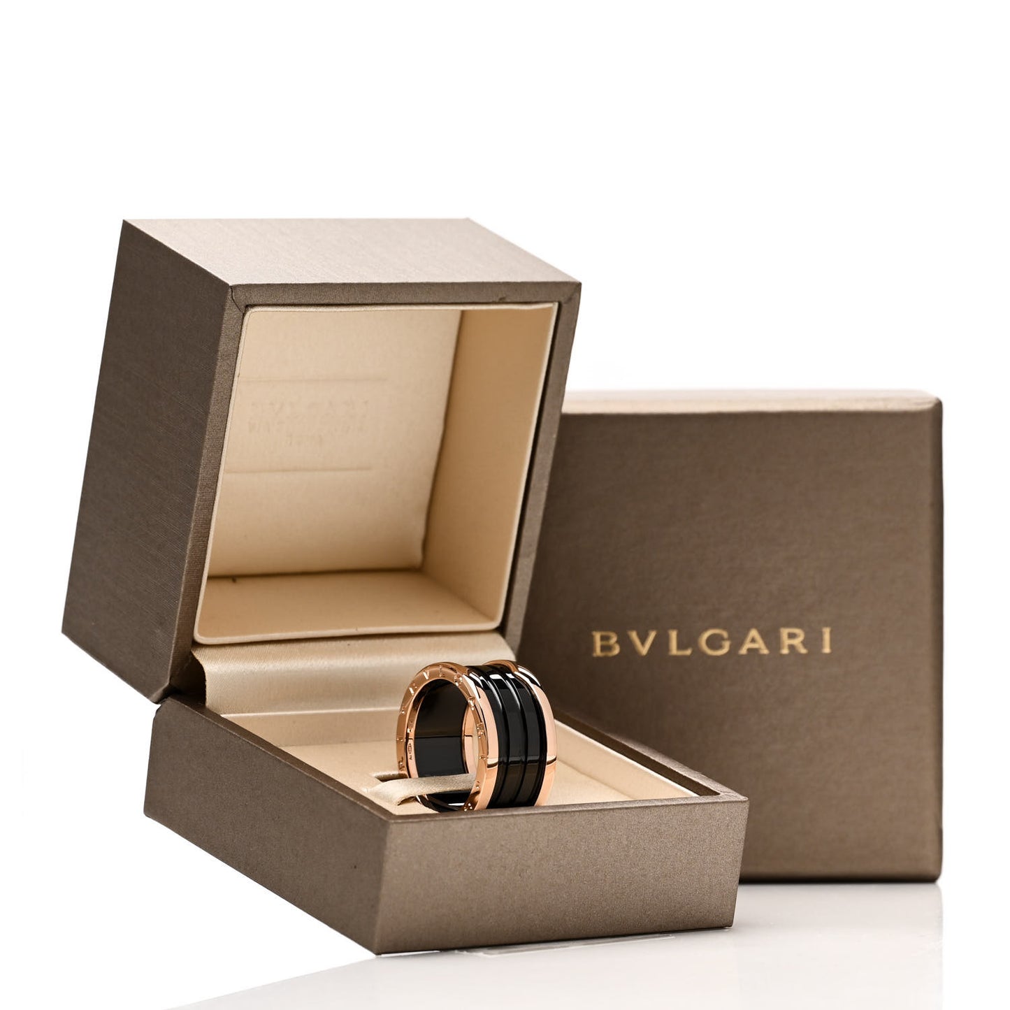 18K Rose Gold Black Ceramic B.Zero1 Four-Band Ring 60 9