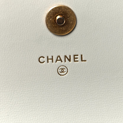 Chanel Lambskin Pearl Crush Quilted Flap Phone Holder With Chain Light Grey 6 of 11