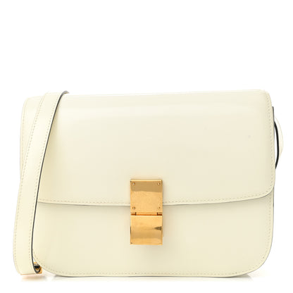 Celine Spazzolato Calfskin Medium Classic Box Flap Bag White 1 of 13