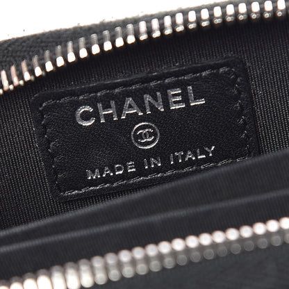 Chanel Lambskin Quilted Crossing Zip Around Coin Purse Black 6 of 9