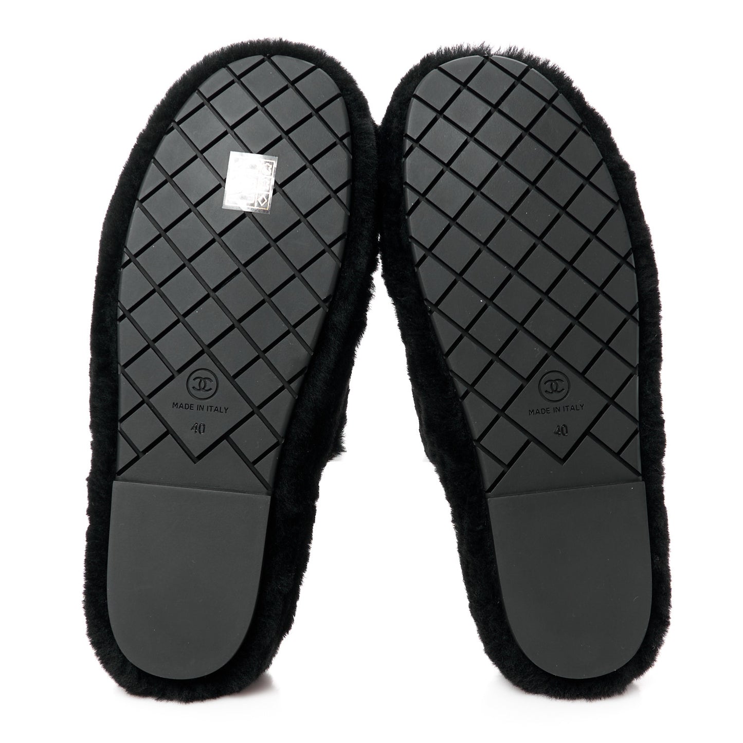 Shearling CC Flat Mules 40 Black