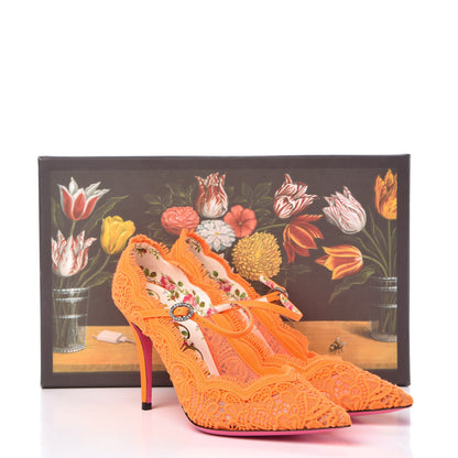 Gucci Lace Pizzo Venice Pumps 36 Orange Fluo 8 of 8
